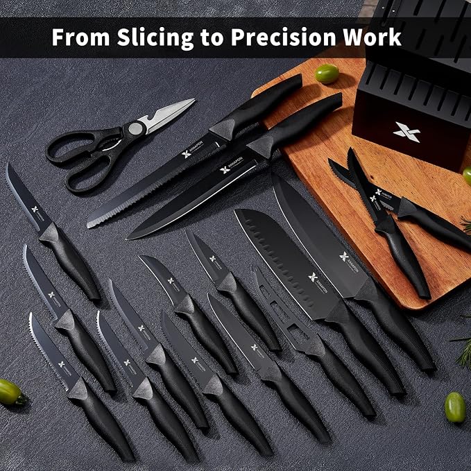 XANAPON 19-Piece Black Kitchen Knife Set - Image 2