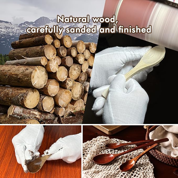 6pcs 9in Wooden Spoons, Soup Spoons Set, Long Handle Wooden Utensils - Image 5