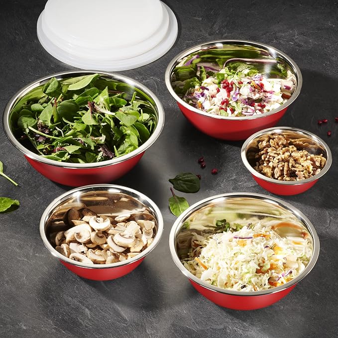 WHYSKO Stainless Steel Mixing Bowl Set, 10 Piece Stainless Steel Mixing Bowls - Image 4