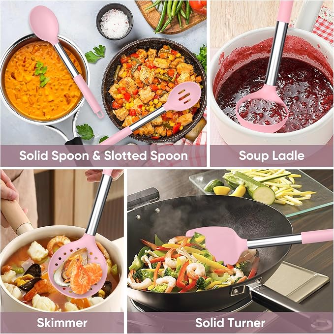 TeamFar Kitchen Utensils Set of 8, Silicone Utensils Kitchen Tools Set - Image 5