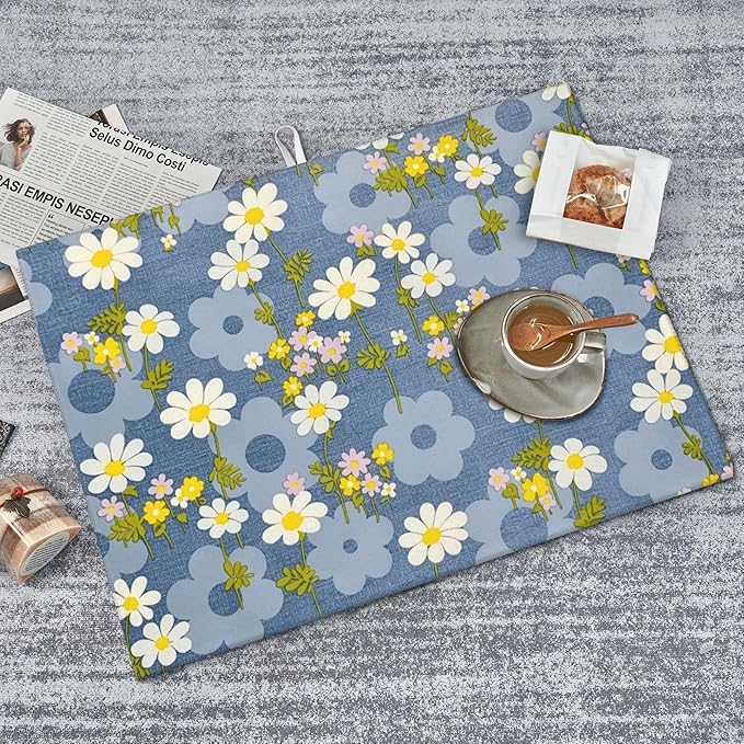 Daisy Flowers Dish Drying Mat for Kitchen Counter, Large Drying Kitchen Mat - Image 6