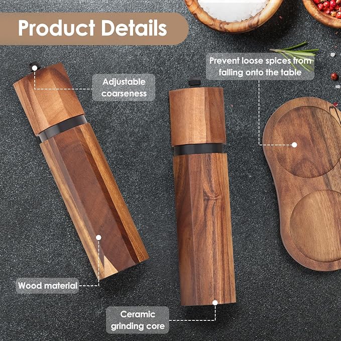 Wooden Salt and Pepper Grinder Set - Image 2