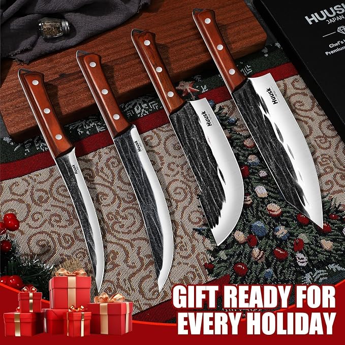 Huusk Butcher Knife Set, Sharp Meat Carving Breaking Knives - Image 2