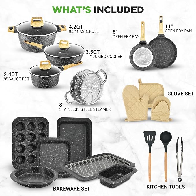 NutriChef 22‑Piece Non‑Stick Ceramic Pots and Pans Set – - Image 2