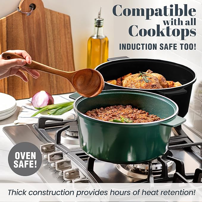 Granitestone Dutch Oven, 6.5 Quart Ultra Nonstick Enameled Lightweight Aluminum - Image 4