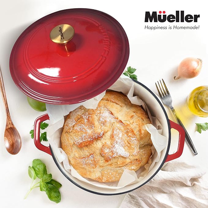 Mueller 6qt Enameled Cast Iron Dutch Oven, Heavy-Duty Casserole and Braiser Pan - Image 8