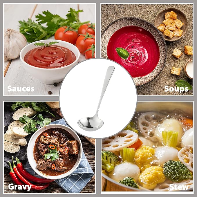 Small Ladle for Serving, 7.8 Inch 18/10 Stainless Steel Mini Gravy Ladle for - Image 4