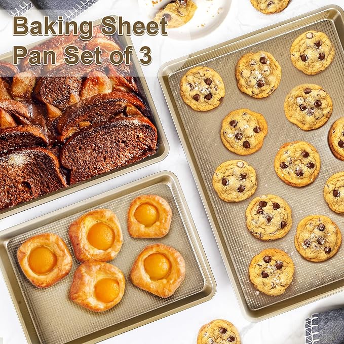 Baking Sheet Pan Set of 3 | Nonstick Cookie Sheets - Image 2