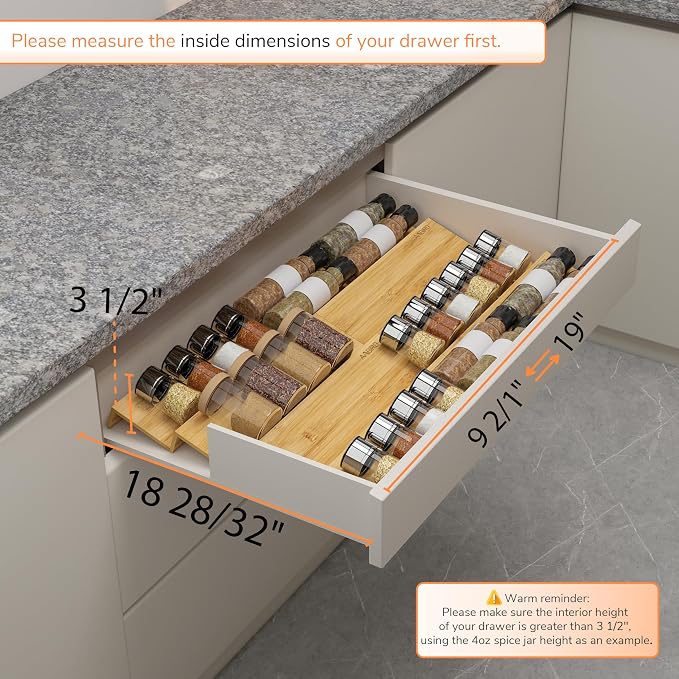 AMBIRD Bamboo Spice Drawer Organizer - Image 4