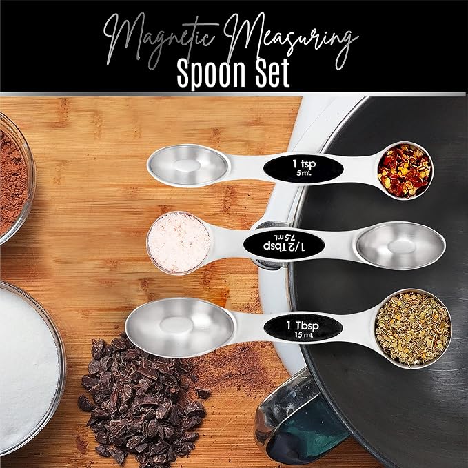 Nextop Stainless Steel Magnetic Measuring Spoons Set – 9 Pieces Dual-Sided - Image 8