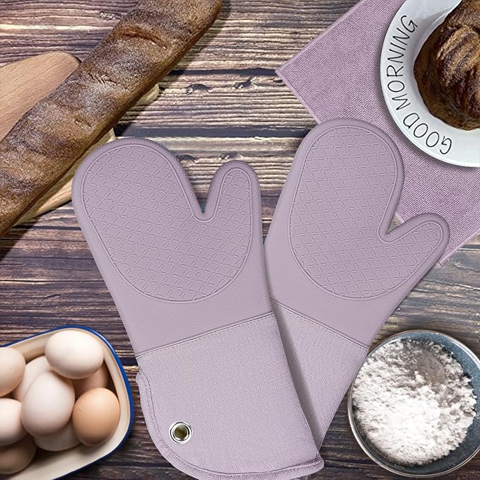 Professional Microwave Silicone Oven Mitts one Pair, Kitchen Mitten Set - Image 6