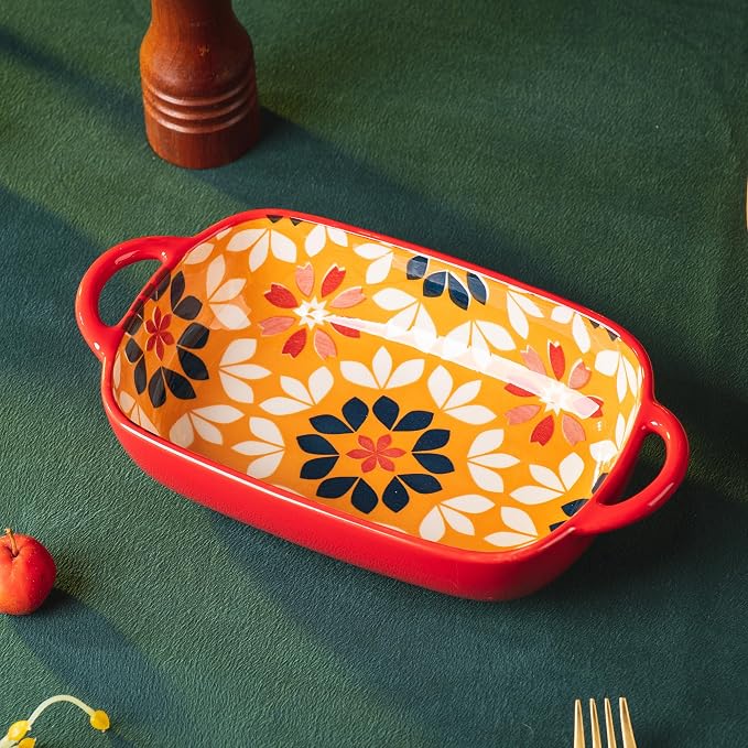 ONCCI Ceramic Baking Dish Set, 2-Piece Hand-painted Porcelain Rectangular - Image 5