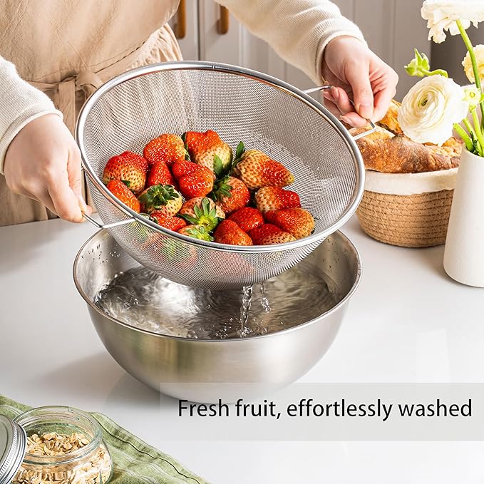 304 Stainless Steel Kitchen Colander Set, 3.5QT Colander - Image 4