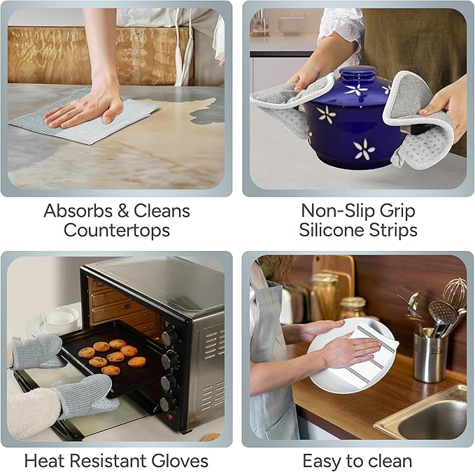 Casa Platino 8-Piece Mini Oven Mitt & Pot Holder Set – 500°F Heat Resistant - Image 6