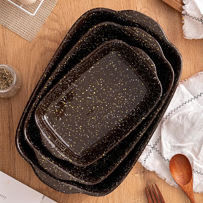 3-Pack Deep Rectangular Ceramic Baking Dishes, Heavy-Duty Oven-Safe Stoneware - Image 5