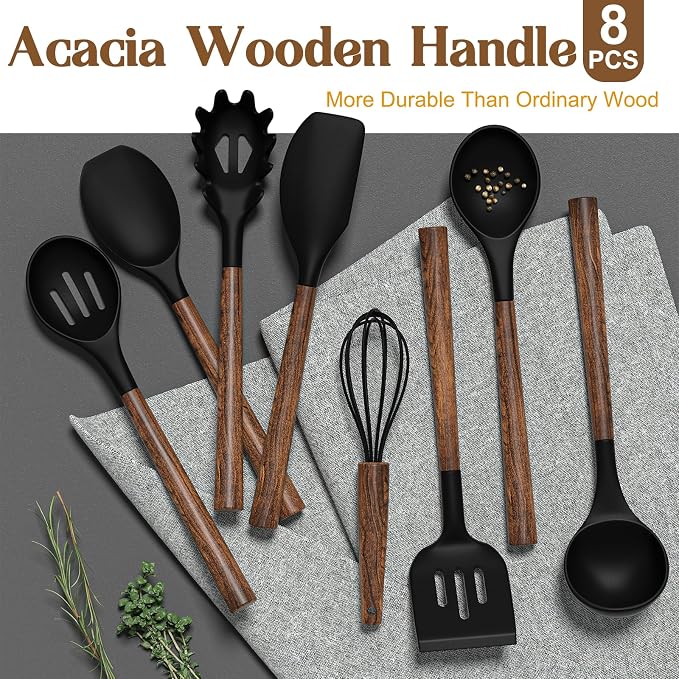Silicone Cooking Utensil Set, Umite Chef 8-Piece Kitchen Utensils Set - Image 2