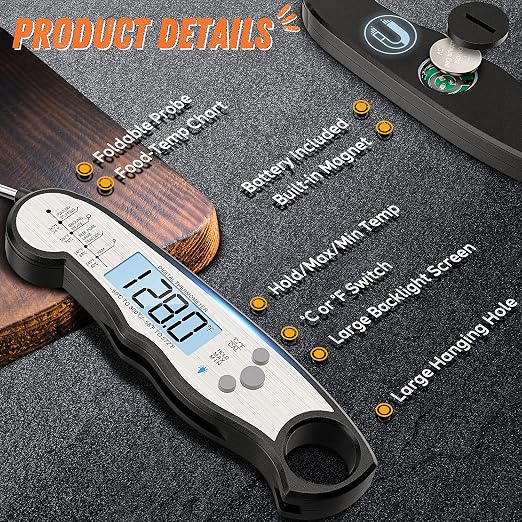 Digital Meat Thermometer, Waterproof Instant Read Food Thermometer - Image 6