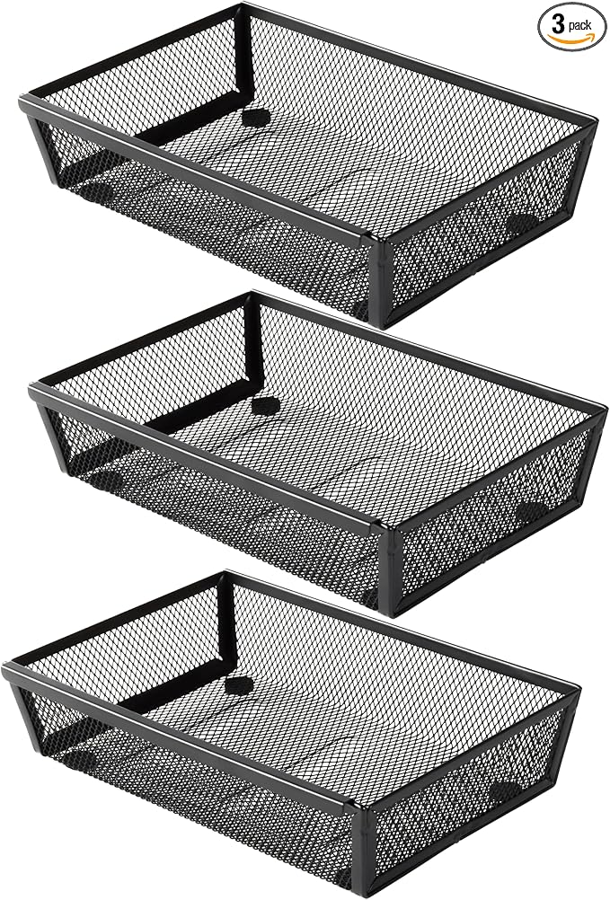 Mesh Tray Silverware Drawer Organizer, Utensil Cutlery Tray Office Supplies by ihomecooker