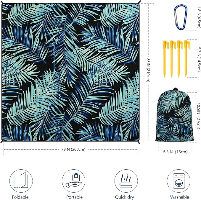 HIHOHO Beach Blanket Waterproof Sandproof Extra Large Beach Mat 79" X - Image 2
