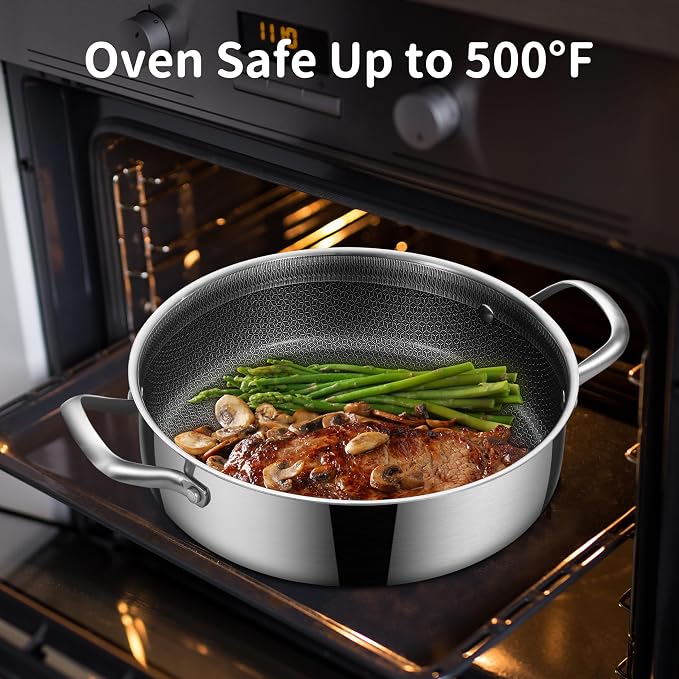 LOLYKITCH 5 QT Hybrid Ceramic Non Stick Tri-Ply Stainless Steel Sauté Pan - Image 5