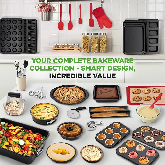 NutriChef 42-Piece Nonstick Bakeware Set | Carbon Steel Baking Pans Set - Image 5