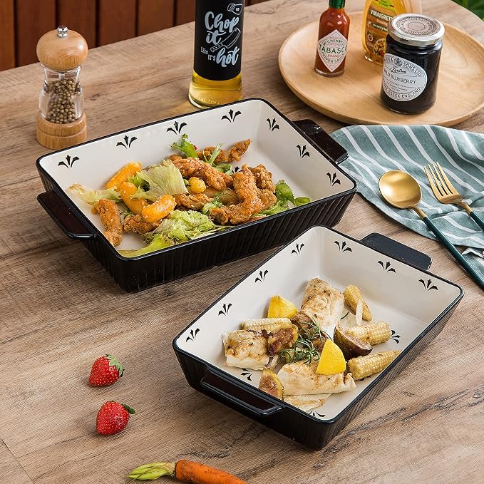 Baking Dishes Bakeware Set Ceramic Casserole Dish, Rectangular Shape, Oven safe - Image 4