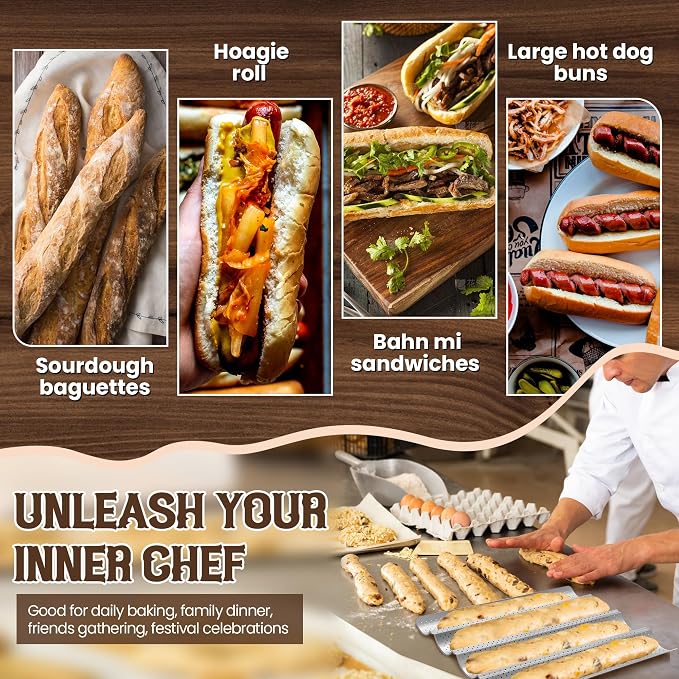 Pavsrmy Baguette Bread Pan, Premium Nonstick Perforated Baguette Pan - Image 7