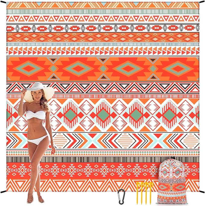 WIWIGO Beach Blanket Waterproof Sandproof Beach Mat 79" X 83"/10'x9'for 2-8 by WIWIGO