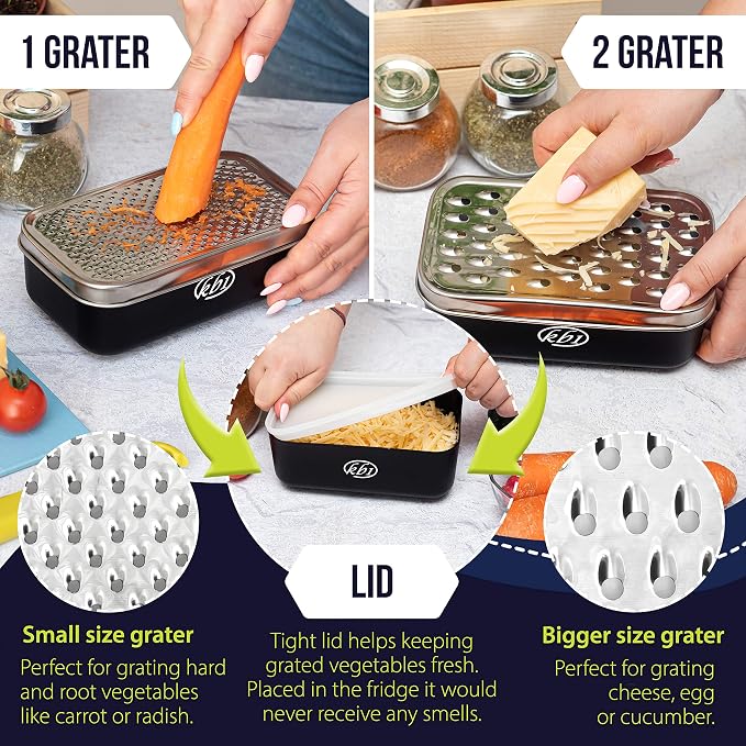 Cheese Grater with Container and Lid & Peeler Set - Image 4
