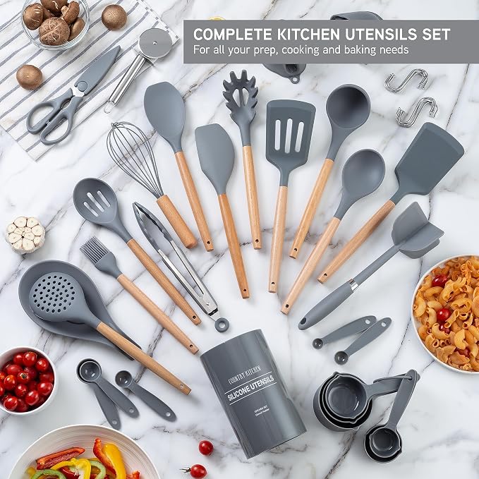 Country Kitchen Non Stick Silicone Utensil Set - Image 3