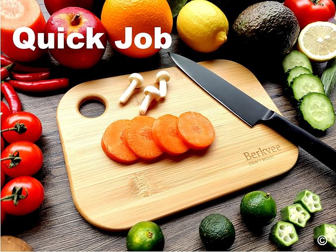 2 PCs Berkvee Small FSC-CERTIFIED Bamboo Wood Cutting Board Set – Mini - Image 3