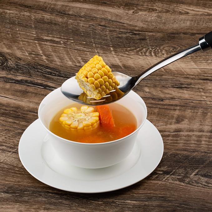 Brushed Stainless Steel Non-Slip Ergonomic Handle Spoon - Image 6