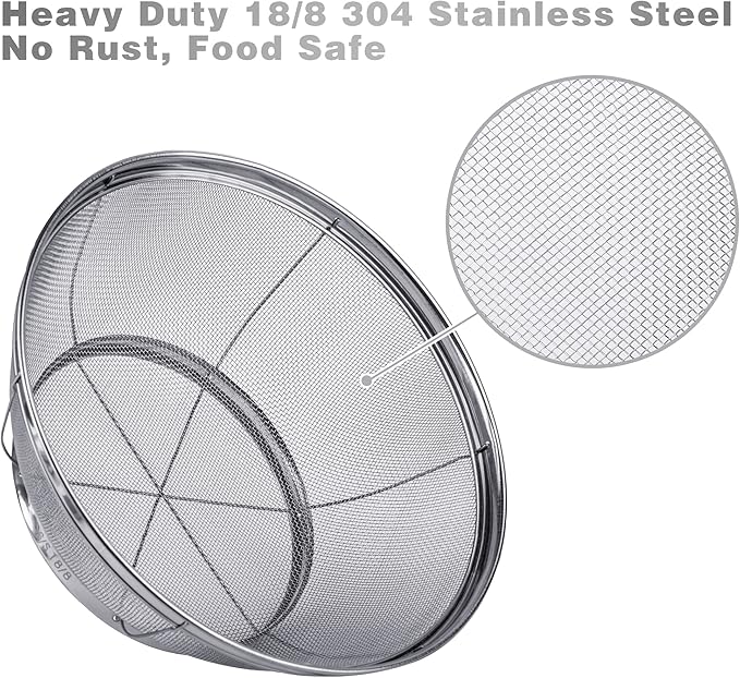 3 Pack Strainers for Kitchen, 18/8 Stainless Steel Colander, Fine Mesh Strainer - Image 2