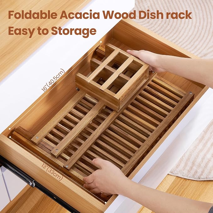 NOVAYEAH Acacia Wooden Dish Drying Rack - Image 7