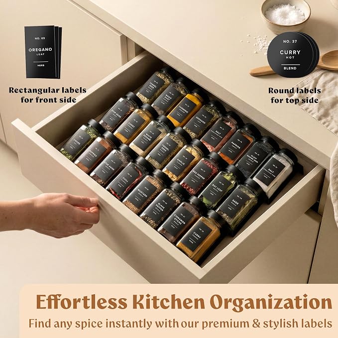 EDELHAUS Glass Spice Jars with Labels Spice Containers with 240 Labels - Image 3