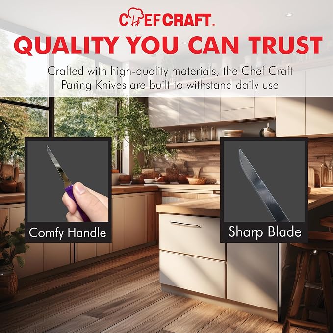 Chef Craft Select Paring Knife Set, 2.5 inch blade 6 inch in length 4 piece set - Image 6