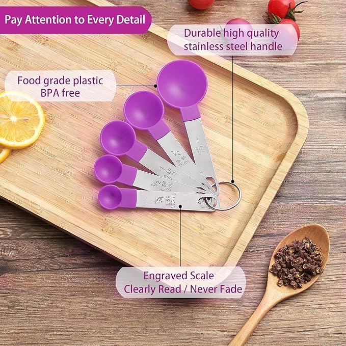 Measuring Cups and Spoons Set of Huygens Kitchen Gadgets 10 Pieces, Stackable - Image 3
