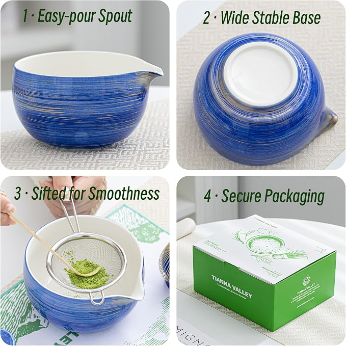 Matcha Whisk Set, Matcha Kit for Ceremony, 480 ML Ceramic Bowl - Image 7