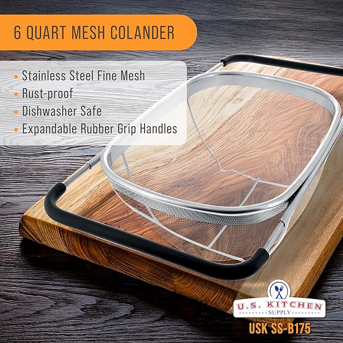 U.S. Kitchen Supply Stainless Steel Colander Strainer - Image 2