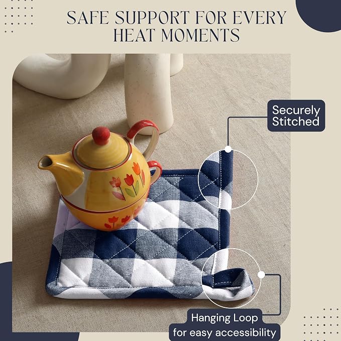 Oven Mitt & Pot Holder Buffalo Plaid Check 100% Cotton Heat Resistant Oven - Image 4