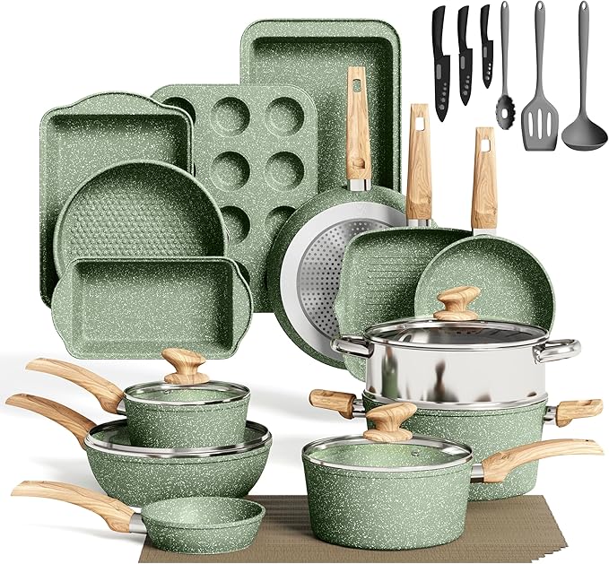 MAISON ARTS Pots and Pans Set Non Stick, 30 Piece Kitchen Cookware & Bakeware by MAISONARTS