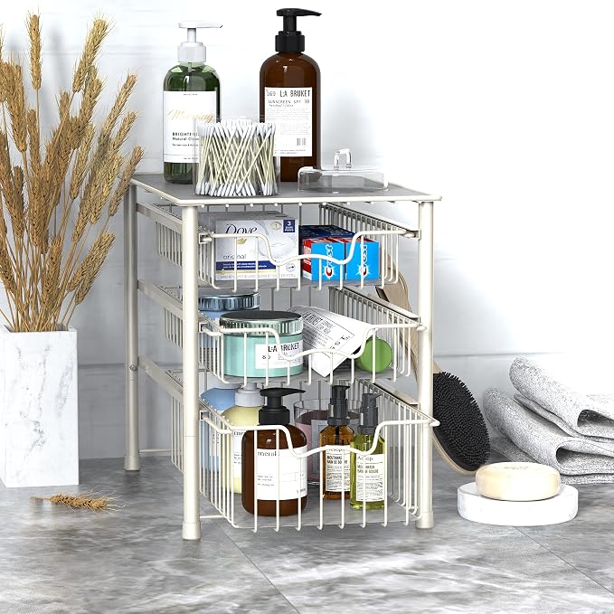 Simple Houseware Stackable 3 Tier Sliding Basket Organizer Drawer - Image 6
