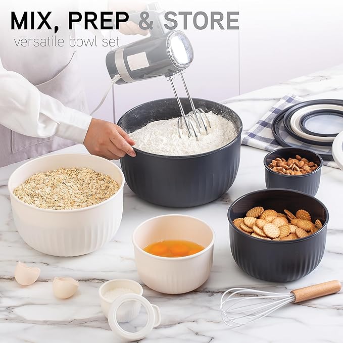 COOK WITH COLOR Prep Bowls with Lids- Wide and Deep Nesting Plastic Small - Image 6