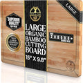 Deer & Oak Large Bamboo Chopping Board 15" x 9.8" x 0.8", Premium Wooden by DeerOak