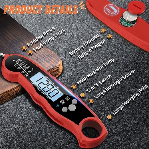 Instant Read Meat Thermometer for Grill and Cooking, Fast & Precise Digital - Image 6