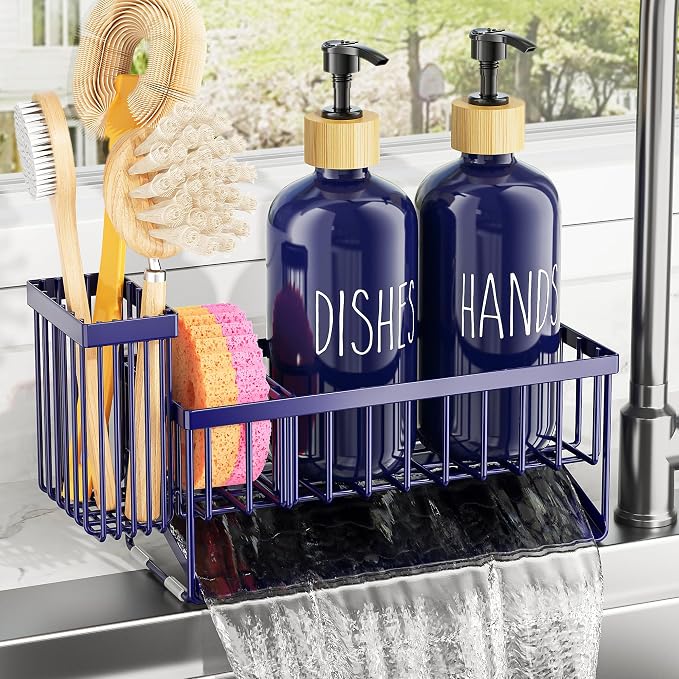Cisily Navy Blue Kitchen Dish Soap Dispenser, 16 fl Oz Dual Kitchen Soap - Image 3