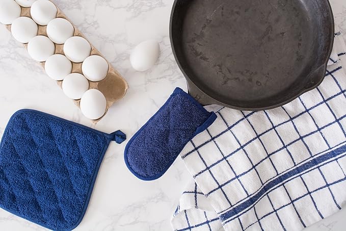 DII Basic Terry Collection Quilted 100% Cotton, Pan Handle, Nautical Blue - Image 3