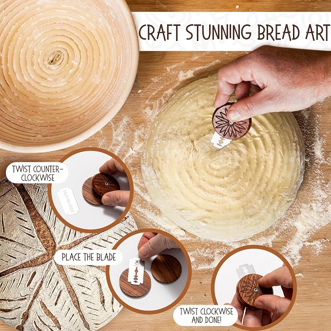 Superbaking Sourdough Proofing Basket Gift Set, Round 9" & Oval 10" Banneton - Image 6