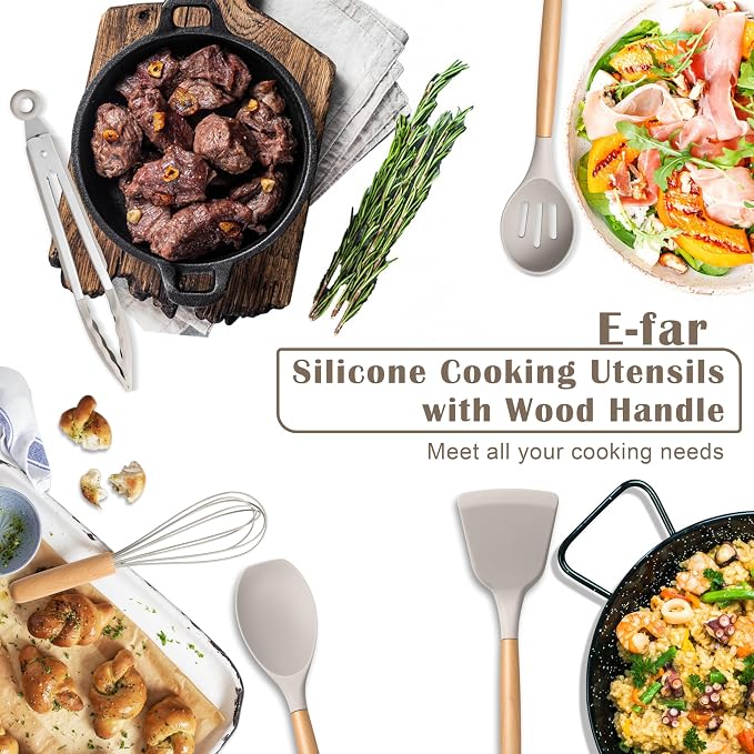 E-far Silicone Cooking Utensils Set, 10-Piece Heat Resistant Kitchen Utensils - Image 7