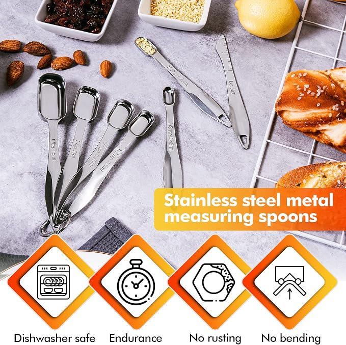 Rainspire Heavy Duty Measuring Spoons Set Stainless Steel, Metal Measuring Cups - Image 2